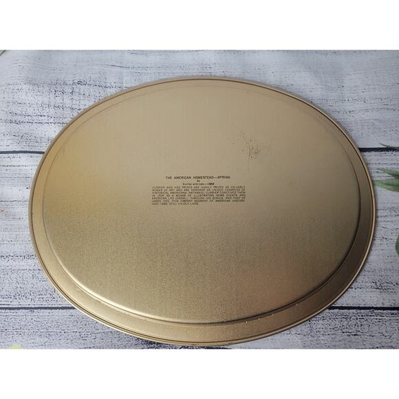 Vintage Currier and Ives Oval Metal Serving Trays 1868 - Picture 12 of 13